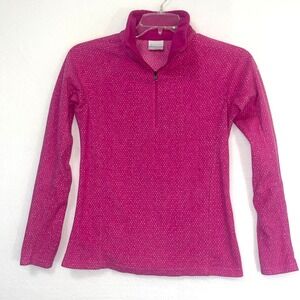 Columbia 1/4 zip‎ pullover fleece pink polka dots Women's size small